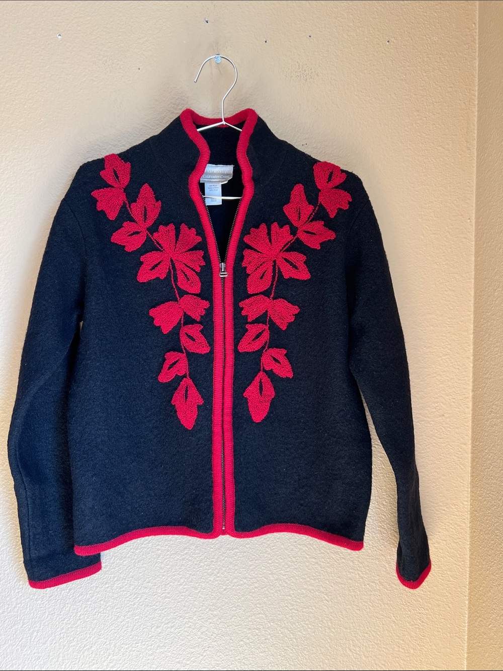 Vintage 100% Wool Coldwater Creek Zip Cardigan S